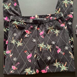Flamingo Print fuzzy leggings